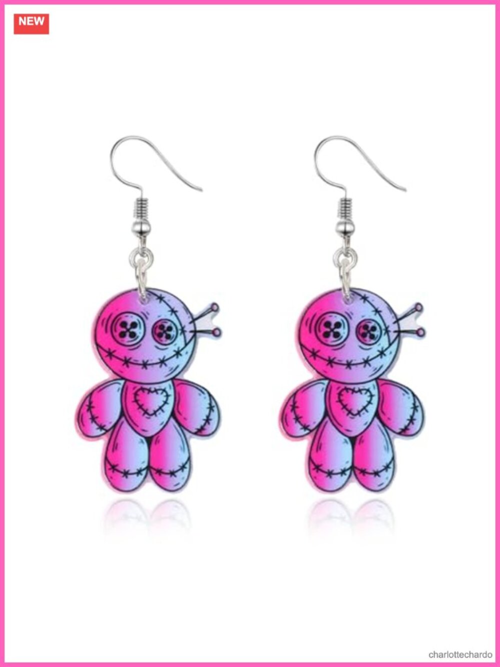 Acrylic Halloween Dangle Earrings Voodoo Doll Coffin Ghost Costume Jewelry